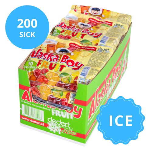 Glace à l'eau saveur Fruits (5 saveurs) Alaska Boy 20x50ml x 10 bâtonnets (200 bâtonnets)