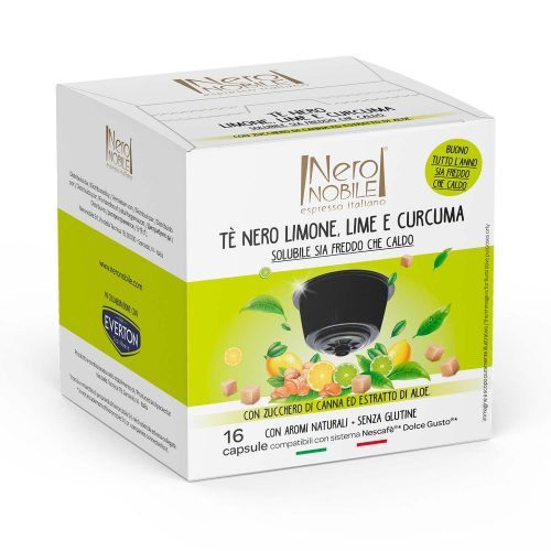 Thé noir aux extraits de Citron vert, Citron et Curcuma 16 capsules pour Dolce Gusto