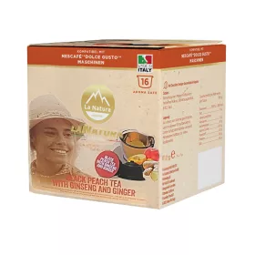   Thé noir Pêche Ginseng Gingembre 16 capsules pour Dolce Gusto